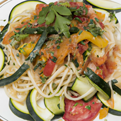 Spaghetti ze świeżymi warzywami na lato