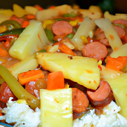 Sweet and Sour Franks with Rice