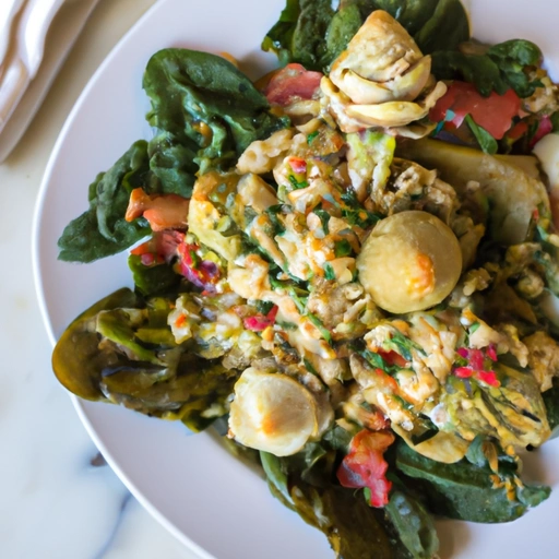 Tabbouleh with Marinated Artichokes and Baby Spinach