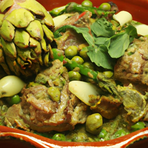 Tagine of Lamb with Artichoke and Green Peas