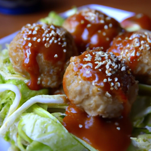 Taiwanese-style Meatballs with Iceberg Lettuce and Sweet Chilli Sauce