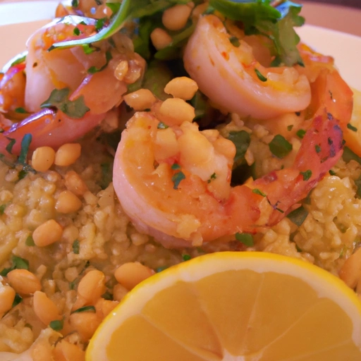 Toasted Pine Nut Couscous with Garlic Shrimp
