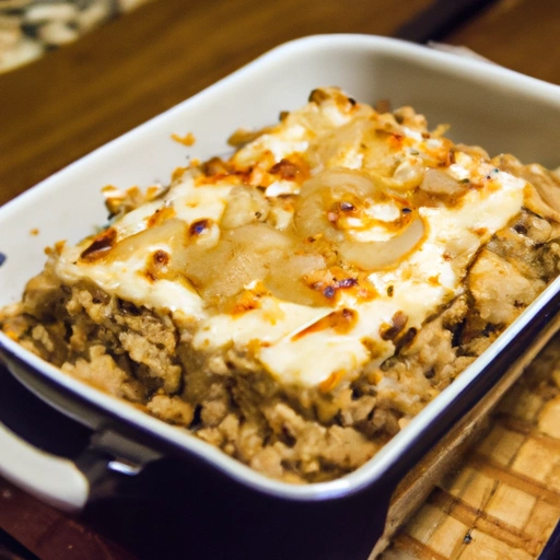 Zapiekanka z tofu i brązowym ryżem