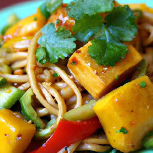 Tofu Mango Stir-fry z Makaronem