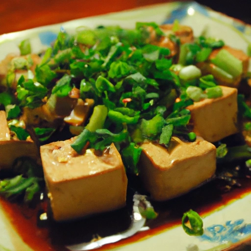 Tofu z sosem sojowym i zielonymi cebulkami