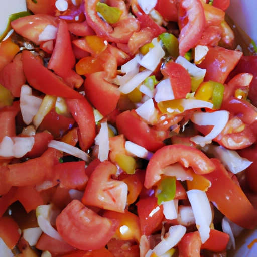 Sałatka z pomidorów, cebuli i papryki