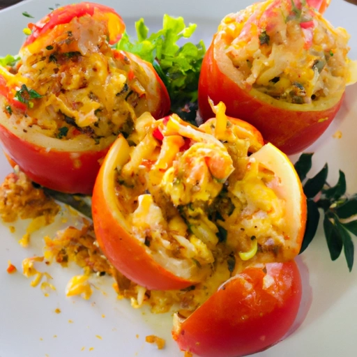 Tomato Rose stuffed with Chicken and Pineapple Salad