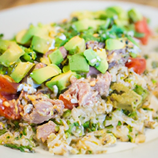 Tuna and Rice Salad with Avocado Dressing