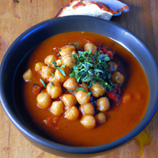 Tunisian tomato soup with chickpeas and lentils