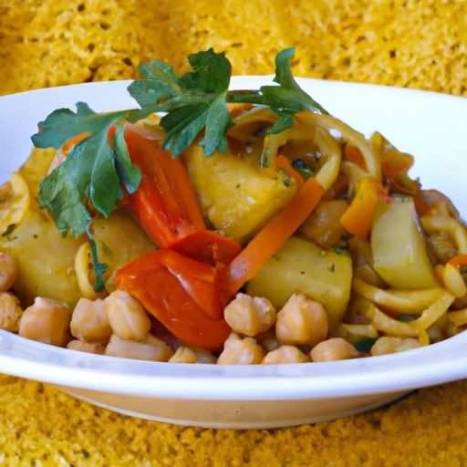 Tunisian Vegetable Stew with Saffron and Noodles