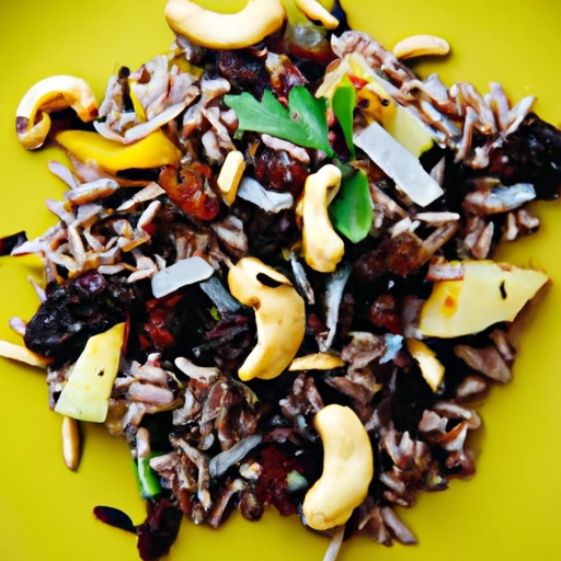 Sałatka z dzikim i brązowym ryżem z prażonymi orzechami brazylijskimi
