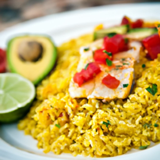 Żółty ryż i filety rybne Veracruz