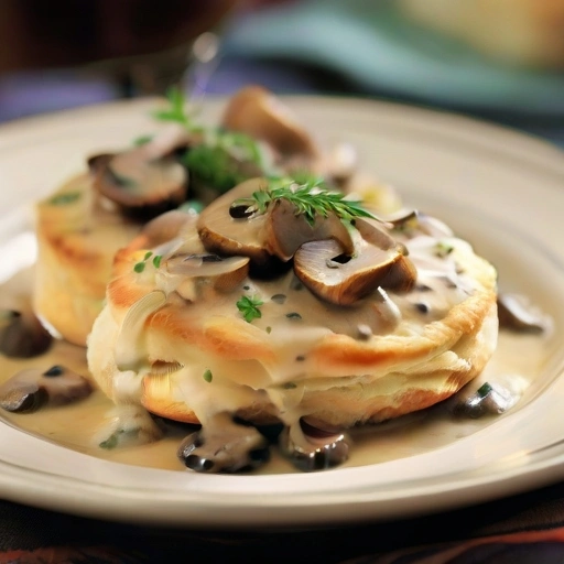 Chicken Madeira on Herbed Biscuits